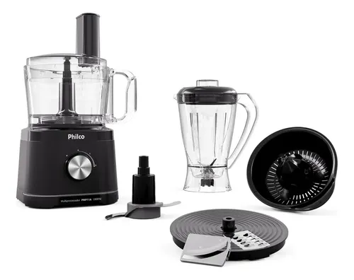 Multiprocessador Philco 5 Em 1 1000w Com Liquidificador 2,2l Preto Pmp11a 220v