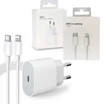 Carregador Turbo 20w Completo Lightning Compatível com iPhone XR 11 12 13 14 Pro e Pro Max Fonte e Cabo Bivolt - Agold