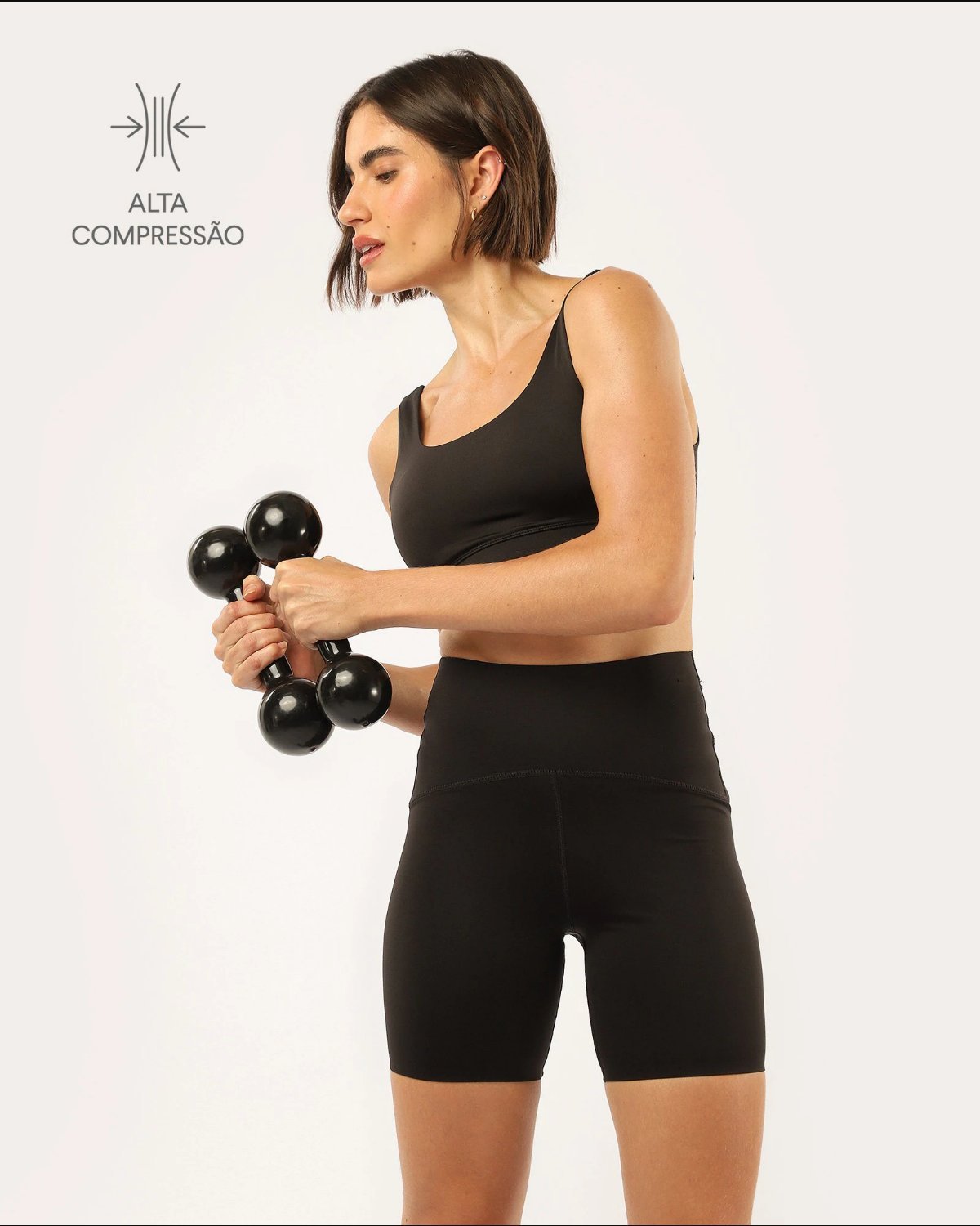 Bermuda feminina de poliamida cós Superfit - Preto | Body Work