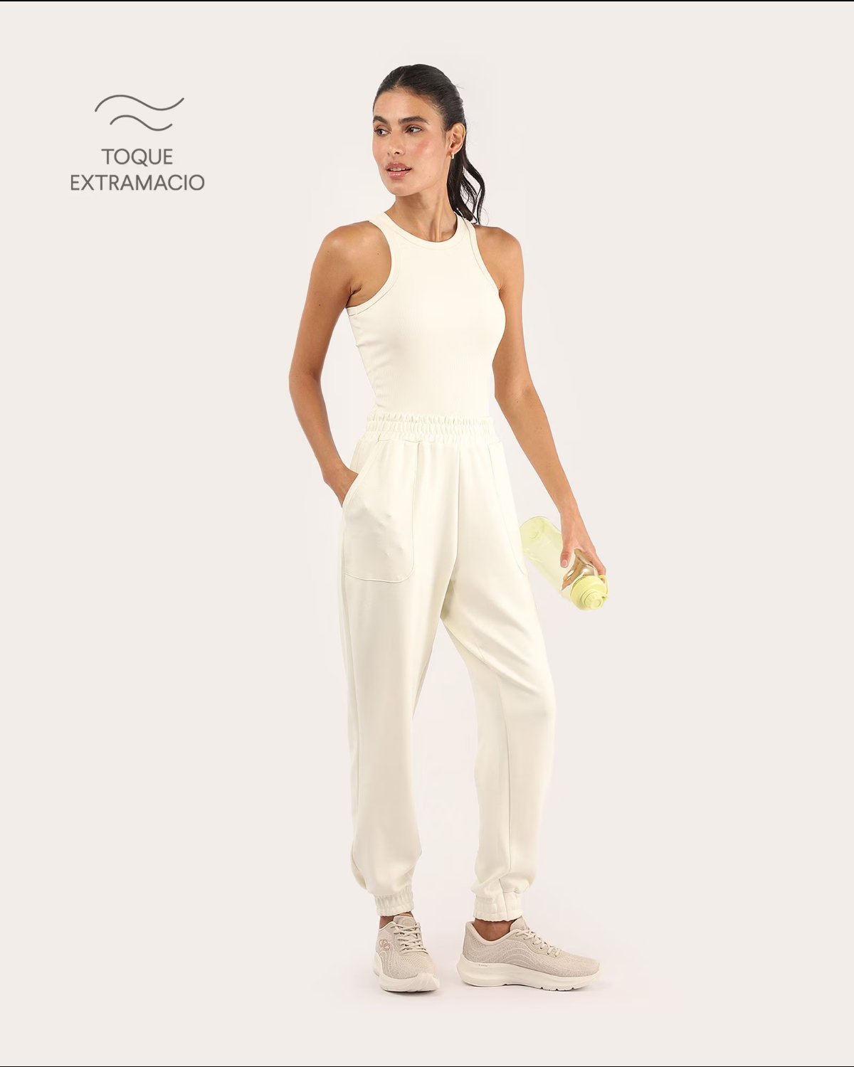 Calça esportiva feminina jogger soft scuba - Bege Claro | Body Work