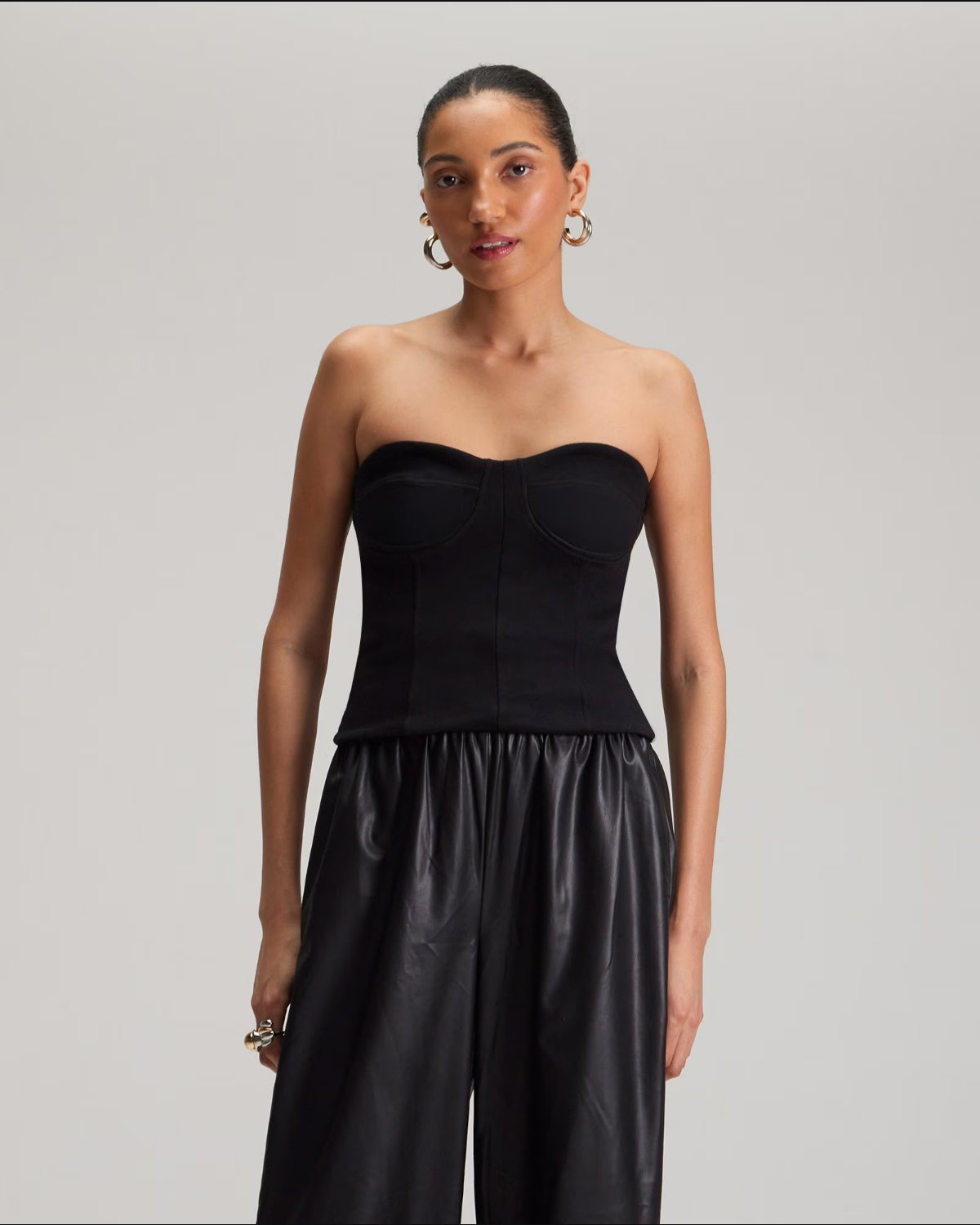 Top corset em malha - Preto