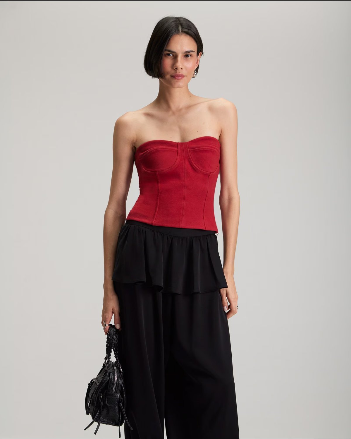 Top corset em malha - Vermelho Terracota